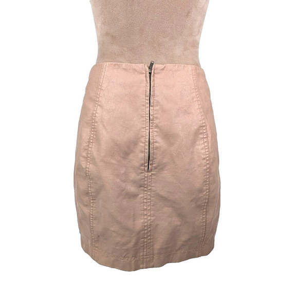 Free People Vegan Suede Mini Skirt In Rose Pink Peach Size 6 - Picture 4 of 11